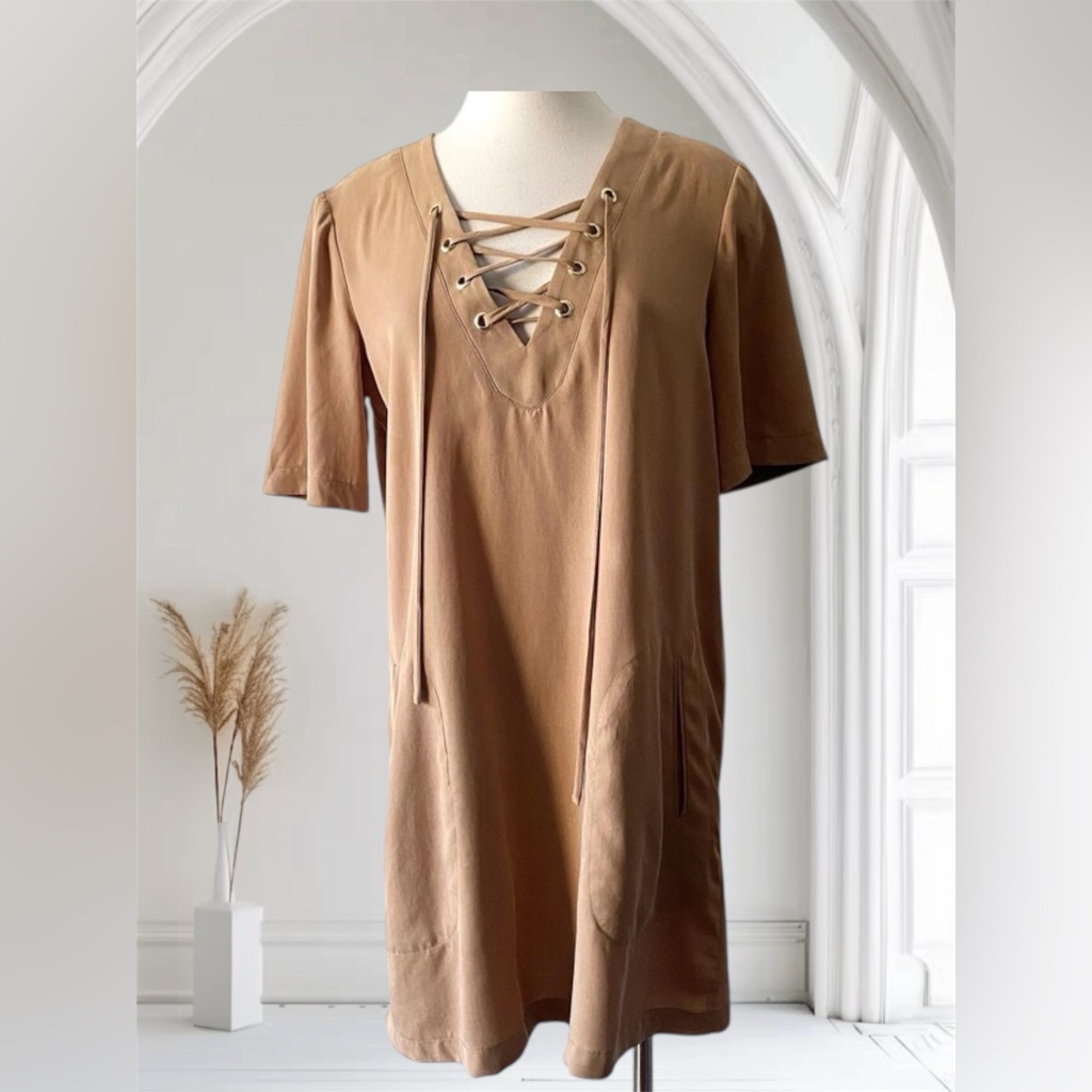 Bcbgeneration Camel Lace-Up Dress